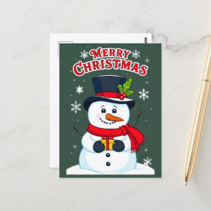 Frohe Weihnachten mit einem magischen Schneemann Postkarte
