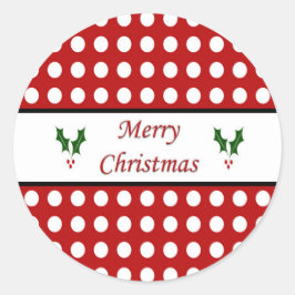 Frohe Weihnachten mit einem Polka Dot Muster Runder Aufkleber