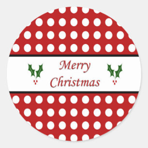Frohe Weihnachten mit einem Polka Dot Muster Runder Aufkleber
