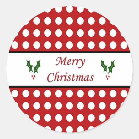 Frohe Weihnachten mit einem Polka Dot Muster Runder Aufkleber (Vorderseite)