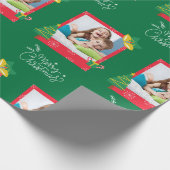 Frohe Weihnachten mit einem Rahmen Foto grün Geschenkpapier (Ecke)