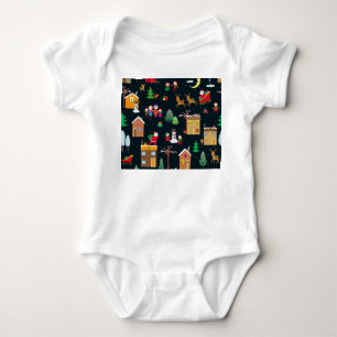 Frohe Weihnachten mit einer fröhlichen Familie und Baby Strampler