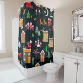 Frohe Weihnachten mit einer fröhlichen Familie und Duschvorhang (Beispiel)