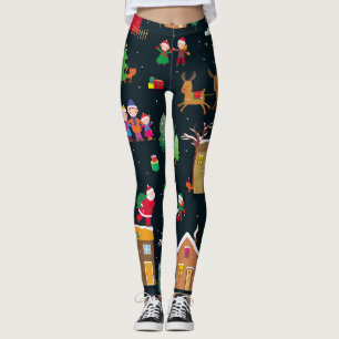 Frohe Weihnachten mit einer fröhlichen Familie und Leggings