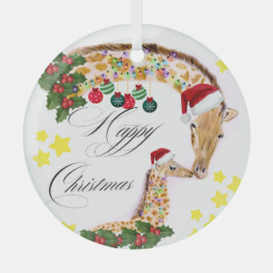 Frohe Weihnachten mit einer liebevollen Familie vo Ornament Aus Glas