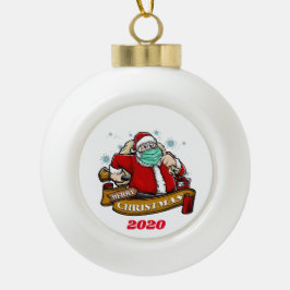 Frohe Weihnachten mit einer Maske Keramik Kugel-Ornament