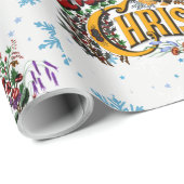 Frohe Weihnachten mit Eisblauen Schneeflocken Geschenkpapier (Rolleneckpunkt)