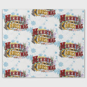 Frohe Weihnachten mit Eisblauen Schneeflocken Geschenkpapier (Flach)