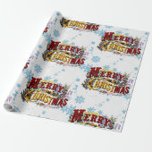 Frohe Weihnachten mit Eisblauen Schneeflocken Geschenkpapier (Ungerollt)