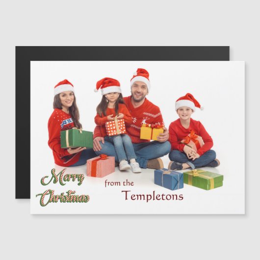 Frohe Weihnachten mit familiärem Foto Magnetkarte (Vorne/Hinten)