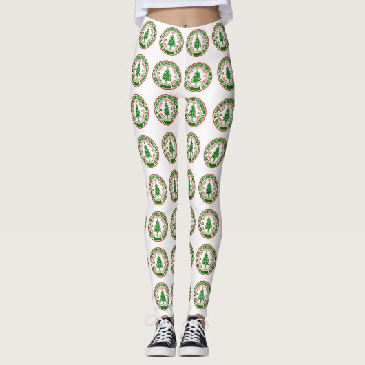 Frohe Weihnachten mit Familiennamen Leggings (Vorderseite)