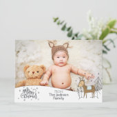 Frohe Weihnachten mit Foto, Schneerahmen und Renti (Stehend Vorderseite)