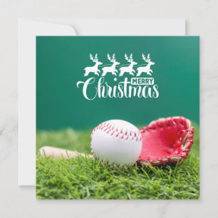 Frohe Weihnachten mit Geschenken auf grünem Rasen  Karte