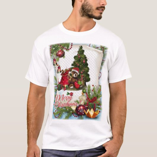 Frohe Weihnachten mit Geschenken T-Shirt (Vorderseite)