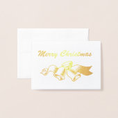 Frohe Weihnachten mit Glocken und Band Folienkarte (Vorderseite mit Umschlag)