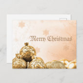 Frohe Weihnachten mit Gold-Ornamenten Postkarte (Vorne/Hinten)