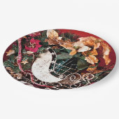 Frohe Weihnachten mit Gold Sleigh Pappteller (Schrägansicht)