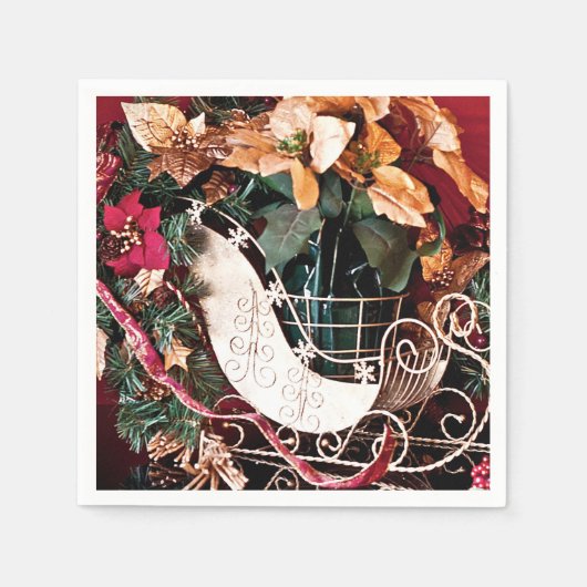 Frohe Weihnachten mit Gold Sleigh Serviette (Vorderseite)