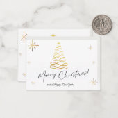 Frohe Weihnachten mit Gold Tree Note Card Mitteilungskarte (Vorderseite/Rückseite Beispiel)