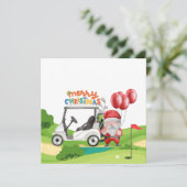 Frohe Weihnachten mit Golftaschen-Karren für Golfe (Stehend Vorderseite)