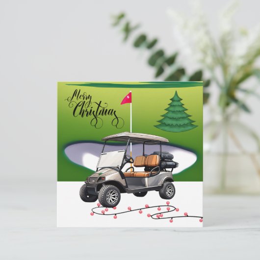 Frohe Weihnachten mit Golfwagen für Golfer H (Stehend Vorderseite)
