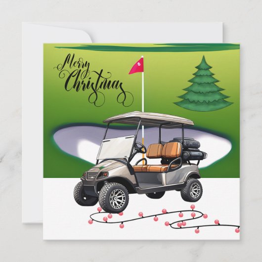 Frohe Weihnachten mit Golfwagen für Golfer H (Vorderseite)