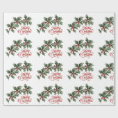 Frohe Weihnachten mit grünem Branches Umschlagpapi Geschenkpapier (Flach)