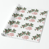 Frohe Weihnachten mit grünem Branches Umschlagpapi Geschenkpapier (Ungerollt)