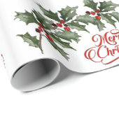 Frohe Weihnachten mit grünem Branches Umschlagpapi Geschenkpapier (Rolleneckpunkt)