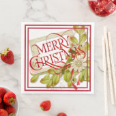 Frohe Weihnachten mit grünem Florals-Kissen Serviette (Beispiel)