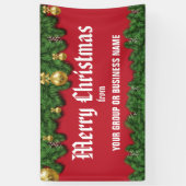 Frohe Weihnachten mit grünem Rahmen im Freien Banner (Vertikal)