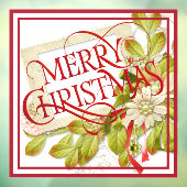 Frohe Weihnachten mit grünen Florals Fensteraufkleber (Blatt 3)