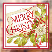 Frohe Weihnachten mit grünen Florals Fensteraufkleber (Blatt 2)