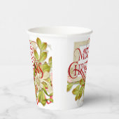 Frohe Weihnachten mit grünen Florals Pappbecher (Rechts)