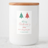 Frohe Weihnachten mit grünen Weihnachtsbäumen Lebensmitteletikett (Vorderseite)