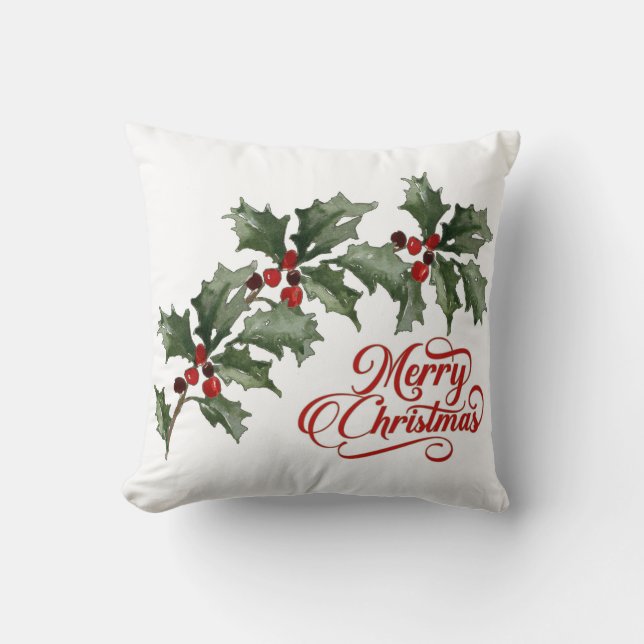 Frohe Weihnachten mit grüner Zweigstelle mit Berri Kissen (Vorderseite)