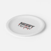 Frohe Weihnachten mit Herzen Pappteller (Schrägansicht)