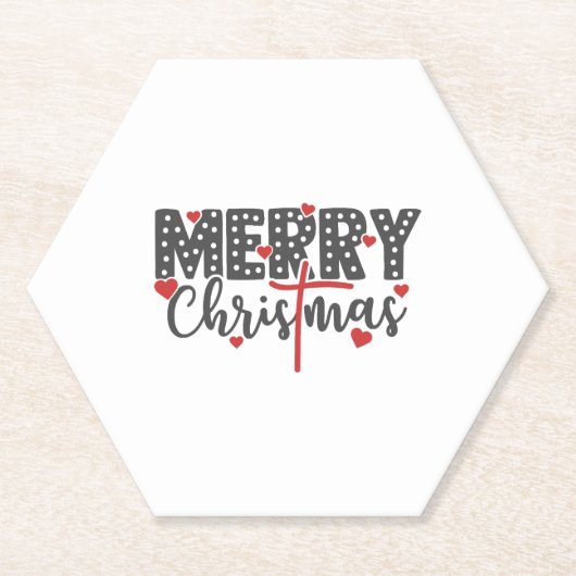 Frohe Weihnachten mit Herzen Untersetzer (Vorderseite)