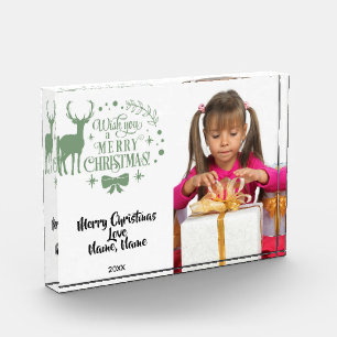 Frohe Weihnachten mit Hirsch/Grün/Keepake Fotoblock
