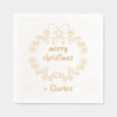 Frohe Weihnachten mit Holly Berries Wreath Servietten Mit Folie (Vorderseite)