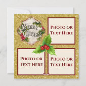 Frohe Weihnachten mit Holly Christmas Flat Card (Rückseite)