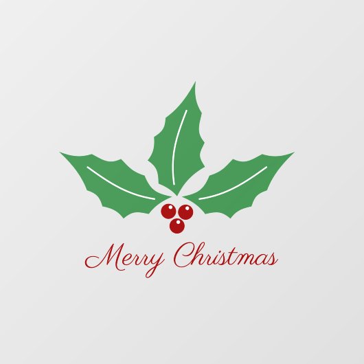 Frohe Weihnachten mit Holly Fensteraufkleber (Blatt)