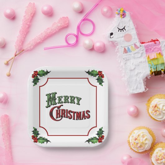 Frohe Weihnachten mit Holly Pappteller (Party)