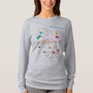 Frohe Weihnachten mit Ihrem Namen und Musiknoten T-Shirt