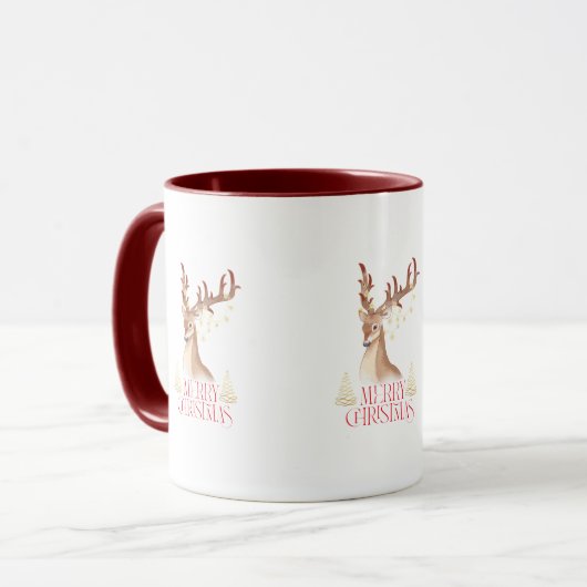 Frohe Weihnachten mit Illustriertem Hirsch Tasse (Vorderseite Links)