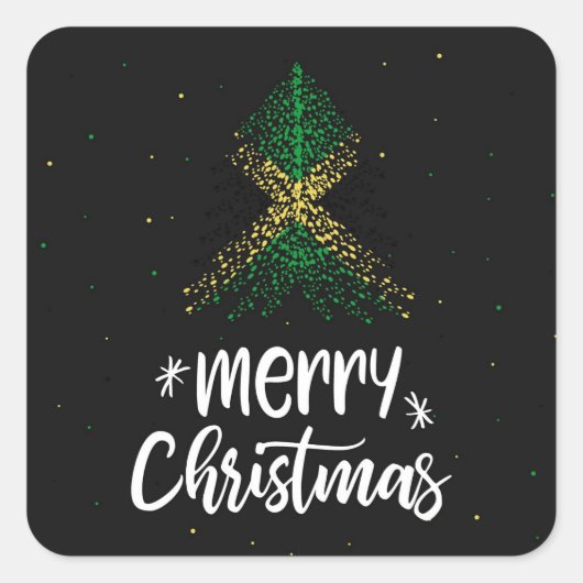 Frohe Weihnachten mit jamaikanischer Flagge Quadratischer Aufkleber (Vorderseite)