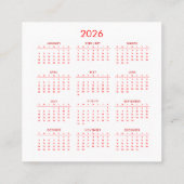 Frohe Weihnachten mit Kalender Quadratische Visitenkarte (Rückseite)