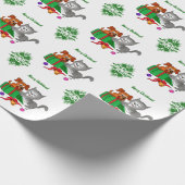 Frohe Weihnachten mit Katze und Hund Geschenkpapier (Ecke)