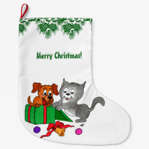 Frohe Weihnachten mit Katze und Hund Großer Weihnachtsstrumpf