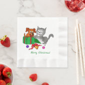 Frohe Weihnachten mit Katze und Hund Serviette (Beispiel)